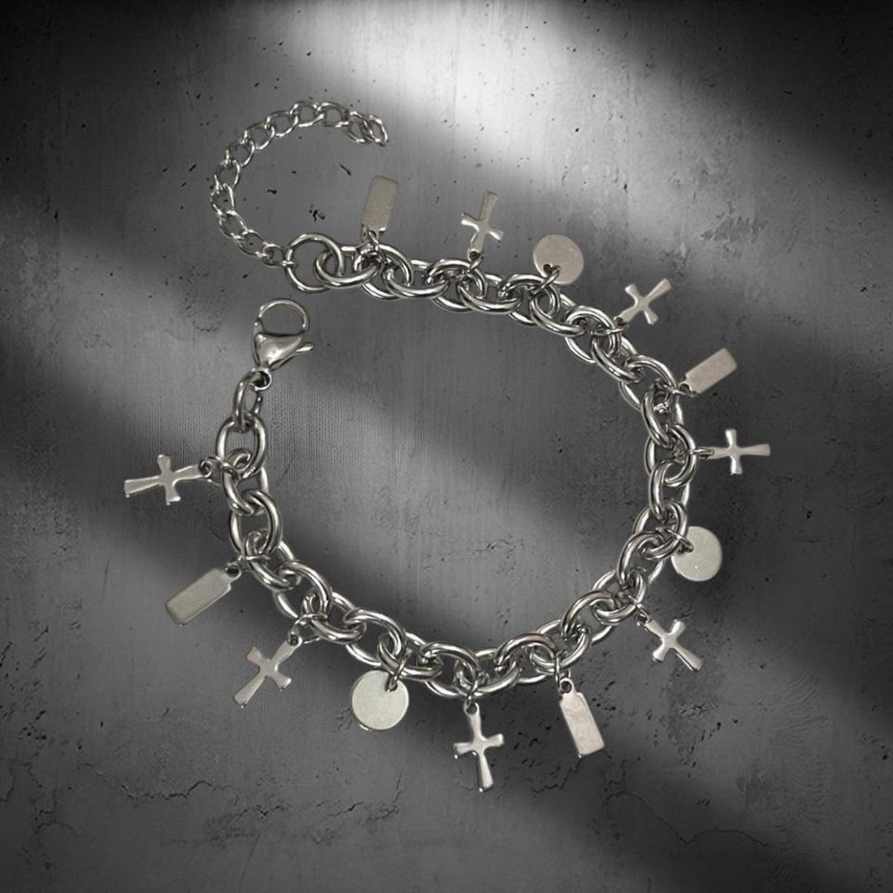Stainless steel charm bracelet